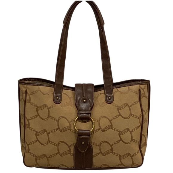 Chaps Handbags - Chaps Vintage Signature Brown & Tan Large Tote Shoulder Bag - EC